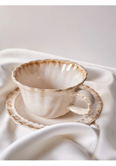 Aberu Shop Çay/kahve Takımı Fincan Ve Tabak Seti 250 Ml. 446807213 Beyaz