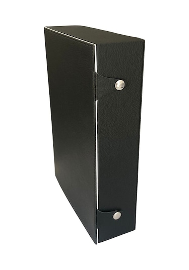 Saat Çantası 15 Li Çıtçıtlı Ahşap Kasa Üzeri Siyah Deri Kaplama 25x35 Cm İçi Beyaz Siyah