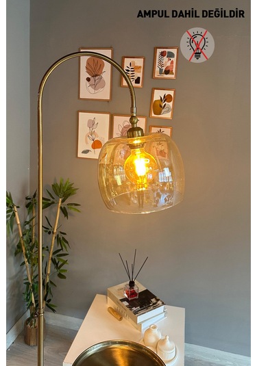 Dijon Bal Rengi Cam Lambader U Tepsili Modern Dekoratif Metal Oturma Odası Çalışma Odası Zemin Natural