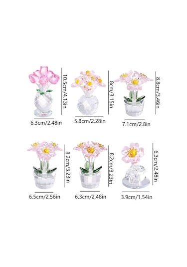 Novahub Şeffaf Taban Mini Cam Çiçek Heykeli Süsü Yapay Çiçek Figürin Yıl Dönümü Style 26 Style 26