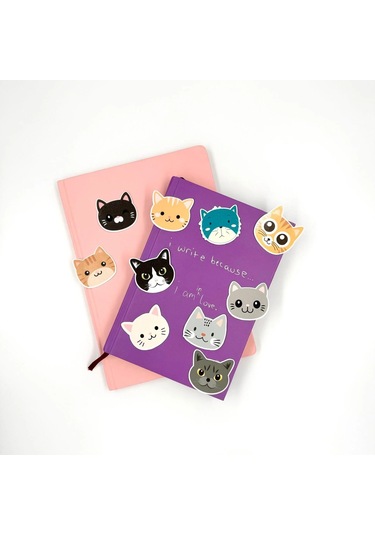 10 Adet Kedi Sticker, Kediler, Çıkartma