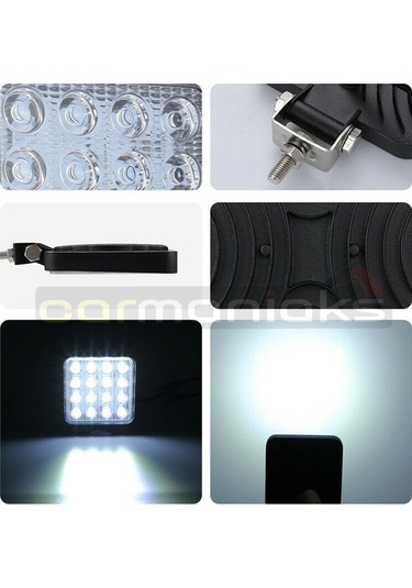 Cree Off Road Sis Farı - Lamba 16 Led Kare Çalışma Lambası 2 Adet