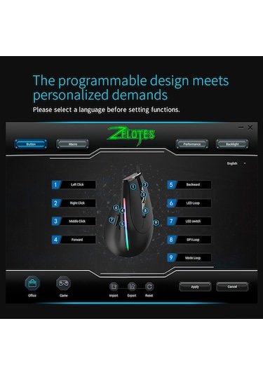 Geeksen Zelotes T-50 9 Tuşlu Optik Oyun Faresi, 12800dpı, Usb 1.8m, Çoklu Sistem Desteği, 130g Hafif Tasarım 001