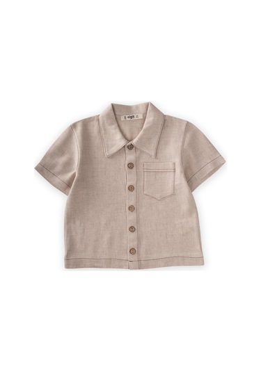 Cigit Kısa Kollu Keten Gömlek 2-7 Yaş Naturel NATUREL