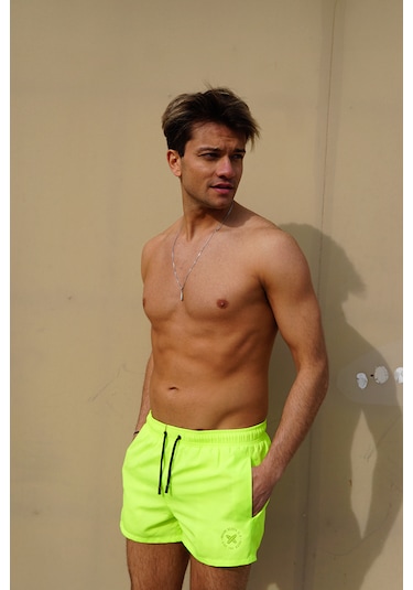 Miami Beach Neon Sarı Kısa Boy Erkek Deniz Ve Havuz Şortu Neon Sarı