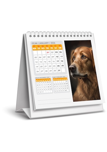 2026 Yeni Köpek Masa Takvimi-16x15 Cm