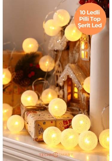 Technosmart 10 Led Pilli Dekoratif Top Işık Zinciri Sarı