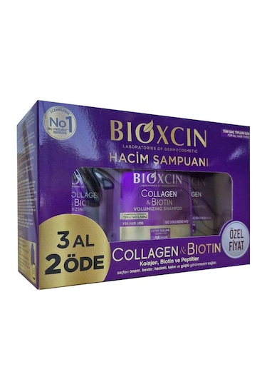 Bioxcin Collagen & Biotin Hacim Veren Şampuan 3 x 300 ML