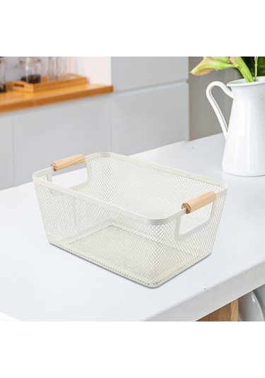 Pazly Suntek Sepeti Saklama Organizatör M Kabı Depolama Dekoratif Bh Beyaz