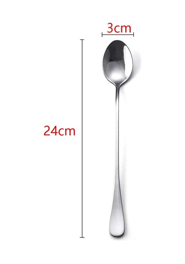 9 İnç Kaşık, Paslanmaz Çelik Kokteyl Karıştırma Kaşıkları - 8'li Set Gümüş