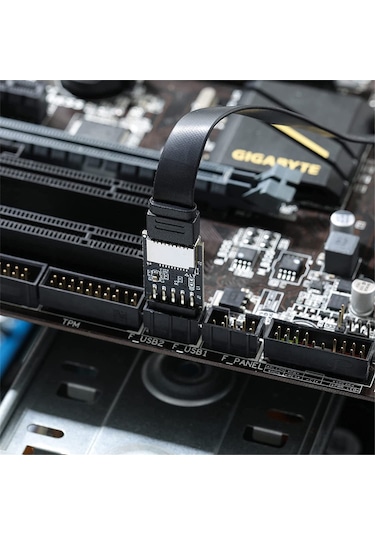 Xurunkeji Usb 2.0 9pin - Type-e Adaptörü Usb 2.0 9pin Ön Panel Başlığı - Type-e Dahili Adaptörü 5v Güç Led'li