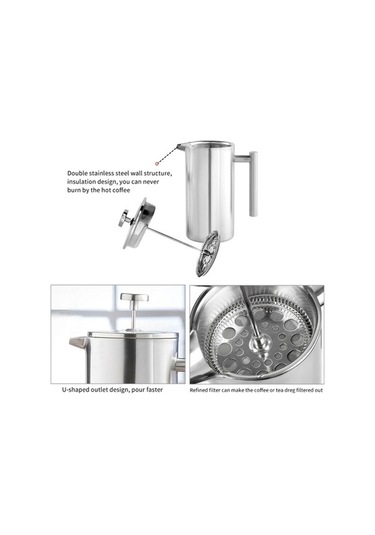 Pazly 304 Paslanmaz Çelik Fransız Basınçlı Cezve Seti - 1000ml, 800ml, 350ml - Kahve Çay İçin Mükemmel