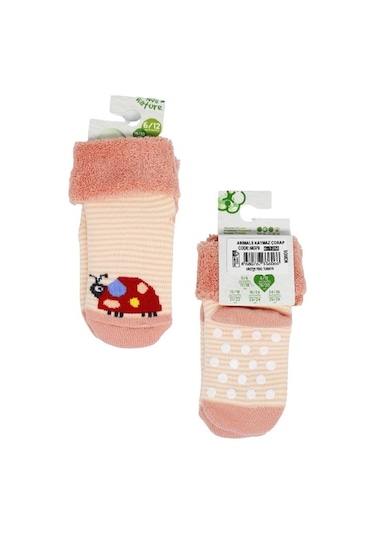 Kitikate Bibaby Biorganic Anımals Havlu Kaymaz Çorap 68370 Somon