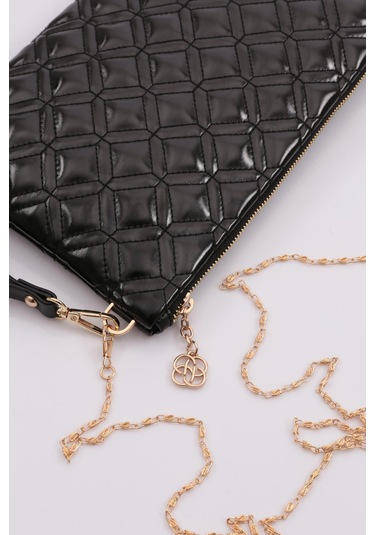 Dgn 4004 Kadin Baklava Dilimi Desenli Çanta 4004-2337-R145164 Siyah