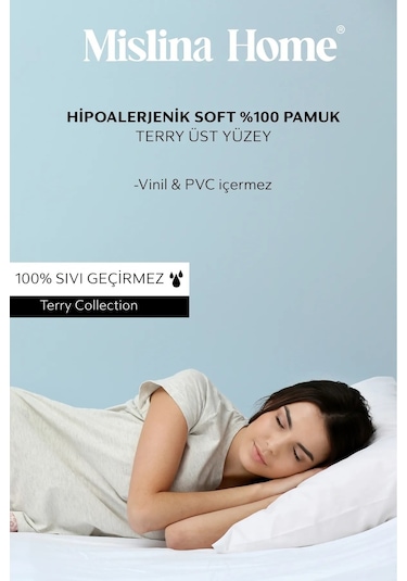 Terry Cotton Pamuklu Sıvı Geçirmez Köşe Lastikli Ped Tek - Çift Kişilik Çocuk Yatak Koruyucu Alezi Beyaz