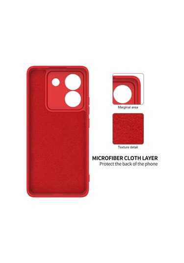 Xiaomi Poco M7 Pro 5g İçin Düz Renk Sıvı Silikon Damlamaz Tam Kapsama Telefon Kılıfı Kırmızı