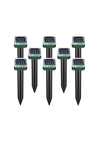 Xiyyadms Güneş Enerjili Ultrasonik Hayvan Kovucu, 40 Füt Çaplı Kapsama, Sıçan-yılan-kazıkçılardan Koruma, 8 Adet Yeşil Plastik Model