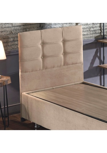 Nironyatak Niron Polo Baza Ve Başlık Seti -100 x 200 CM Cm Tek Kişilik Sütlü Kahv