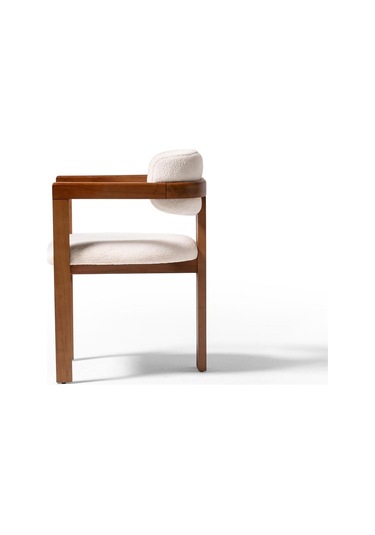 Narvik İskandinav Still T Model Ahşap Sandalye Ceviz - Krem