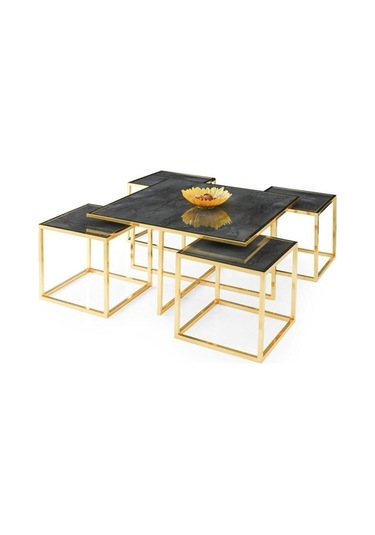Kares 4 Zigonlu Orta Sehpa Metal Gold 90X90X47Cm (531807291)