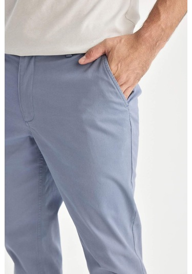 DeFacto Yazlık Gabardin Chino Kanvas Pantolon Slim Fit Dar Kesim Dar Paça Cepli B2089AX25SPBE801