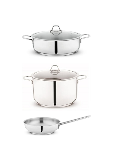 Held 26 Cm Çelik Tencere Takımı Derin Tencere-basık Tencere-çelik Tava Sc Ha Fer Gri