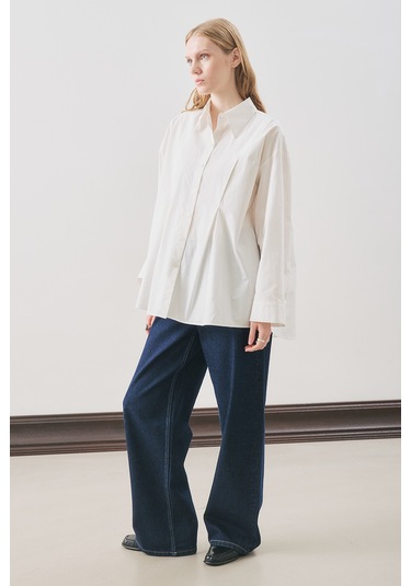 Parçalı Tasarım Gömlek Ekru Ekru