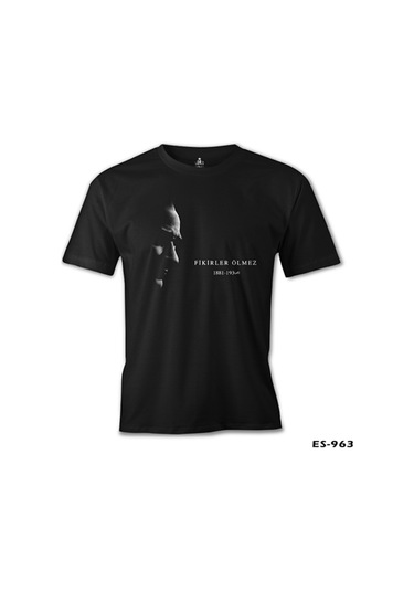 Atatürk - Fikirler Ölmez Siyah Erkek Tshirt