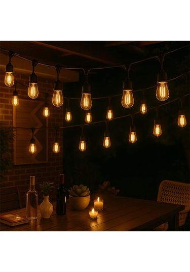 Ayt Ledx Kb00002 10 Lu E27 Duy Sıralı 10 Metre Lamba Kablosu 10 Adet Duy İçerir Açık Hava Düğün Eğlence Aydınlatması