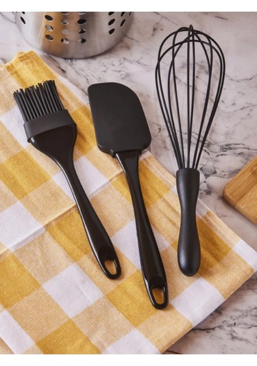 Perotti 15398 Mundo 3'lü Set Çırpıcı,spatula Ve Fırça Çırpıcı Seti Siyah Renkli