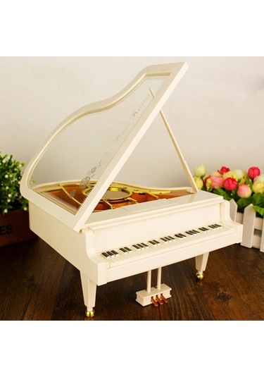 Novahub Klasik Balerin Kız Dansçı Piyano Müzik Kutusu Beyaz, Mekanik Diğer