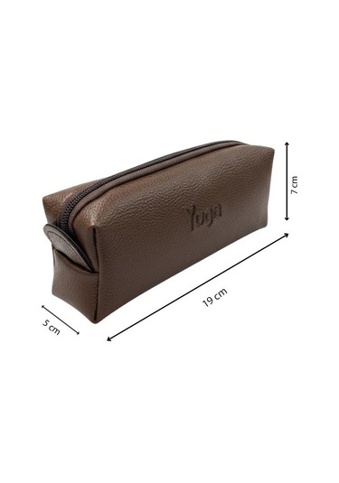 Yuga Tek Gözlü Suni Deri Kalem Çantası Kahverengi Kahverengi