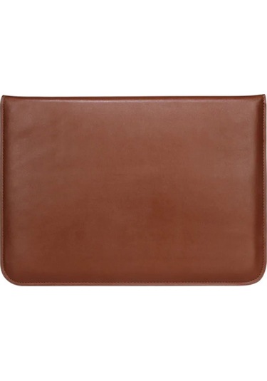 Macbook Uyumlu Pro 14 İnç M3 A2992 A2918 Uyumlu Deri Mıknatıslı Çanta Stantlı Şık Tasarım Kahverengi