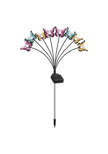 Konesam Güneş Enerjili Bahçe Dekoratif Işık - Demir Renkli Kelebekler, 8 Ayağlı, Ip65 Su Geçirmez, Isınma Işığı, Güneş Paneliyle Otomatik Aç/kapat