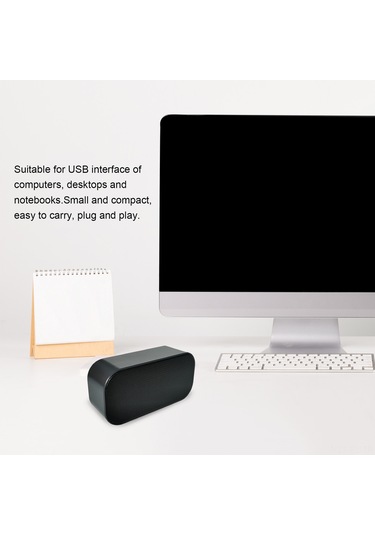 Lemestar Usb Hoparlör Mini Taşınabilir Masaüstü Müzik Çalar, 3w Çift Hoparlörlü, Plug & Play, Siyah 5010