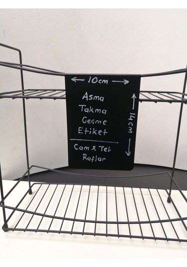 10 Adet Silinebilir Karatahta Siyah Etiket 14 x 10 CM Tel Raflar 8 Mm