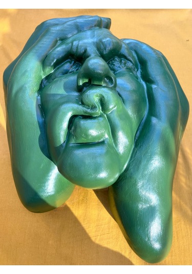 Soyut 3d Yüz Heykeli Modern Duvar Dekoru Çağdaş Yüz Formlu Duvar Heykeli 50x39 Cm Dev Heykel