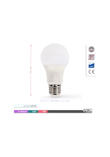Ack 9w Led Ampul 6500k Beyaz Işık E27 4'lü Eko Paket