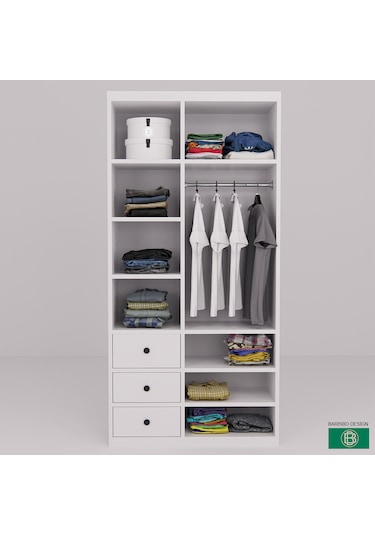 Elbise Dolabı Çekmeceli Ve Raflı Geniş Depolama Alanı Sunar