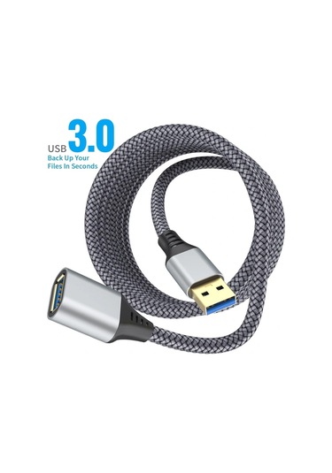 Willowhaven Gri 1m Usb 3.0 Uzatma Kablosu Type A Erkek Dişi 5gbps Klavye Fare Oyun