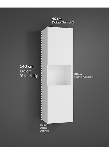 Lisa Banyo Dolabı Duvara Monte Raflı Mdf Beyaz