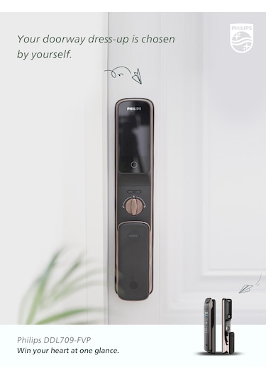 Philips Dijital Akıllı Kilit Ddl709-fvp-7hw, Yüz Tanıma, Parmak İzi, Şifre, Kart, Kamera, Wifi Bağlantı, İç Panel Ekran