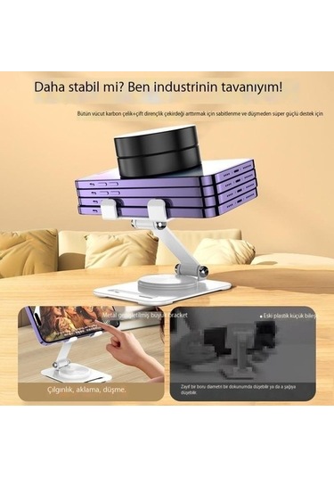 Luckysouk Katlanır Cep Telefonu Karbon Çelik Masaüstü Standı Ayarlanabilir Internet Ünlü Eserdir Kırmızı - Siyah Var Direksiyon F7t587