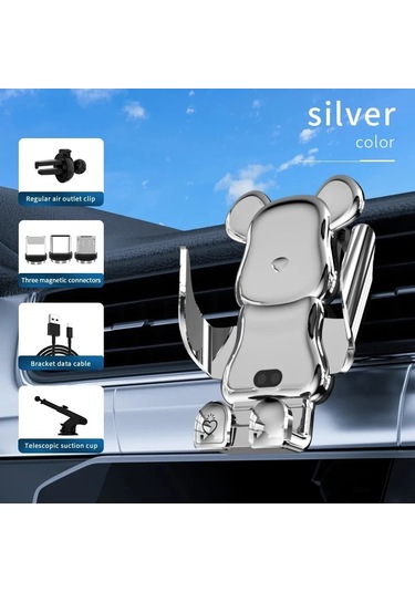 Goldenqian Kablosuz Araba Cep Telefonu Tutacağı Destek 15w Kablosuz Hızlı Şarj Tutucu Araba Cep Telefonu Tutucu Oto Aksesuar Standı Sliver Sliver