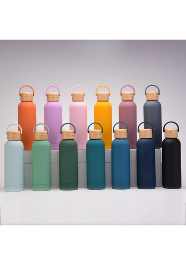 500 Ml Taşınabilir Saplı Paslanmaz Çelik Spor Termos Yeşil