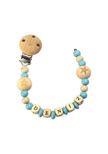 Isimli Emzik Zinciri - Emzik Askısı - Bebek Bez008 Lila