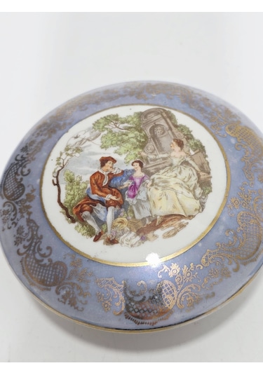 Limoges Desenli Mavi Porselen Şekerlik