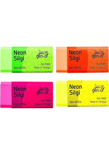 Gen-of No:24 Pvc Free Orta Boy Neon Silgi Gen-6724 3 Adet