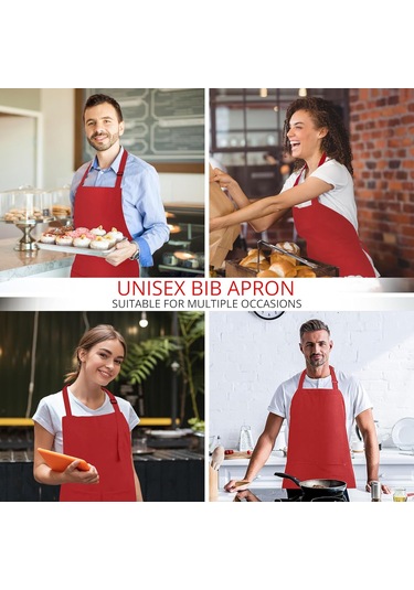12 Paket 2 Cepli Ayarlanabilir Önlük, Su Ve Yağa Dayanıklı Kırmızı, 12 Paket Diğer