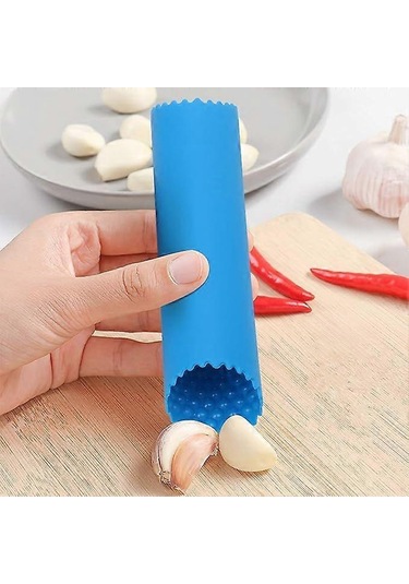 Silikon Sarımsak Soyucu - El Kokusu Olmadan Saniyeler İçinde Sarımsak Dişlerini Soyar - Cilt Silindiri - Mavi Siyah